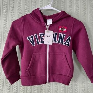 Nwt! VIENNA Kids Hoodie Burgandy Size 3/4 Fit For A 3-4 Yr Old.